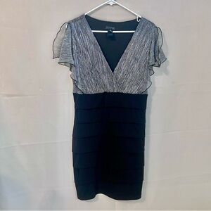 Enfocus Petites Black and Silver Cocktail Dress 12 Petite
